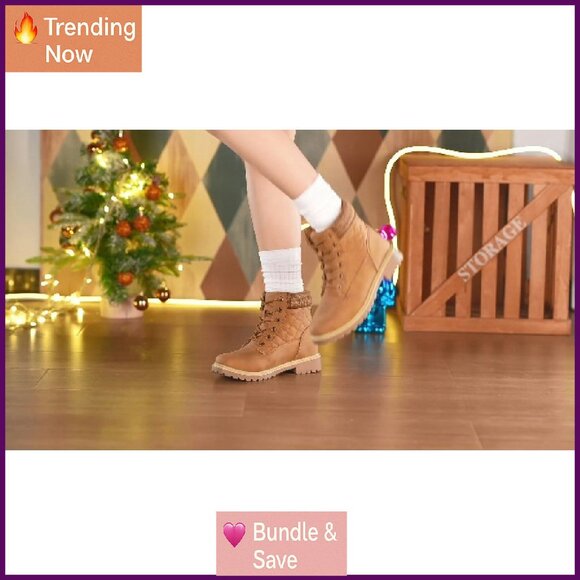 Women's Waterproof Ankle Boots Non-Slip Winter Hiking Work Combat Boots - Picture 8 of 8